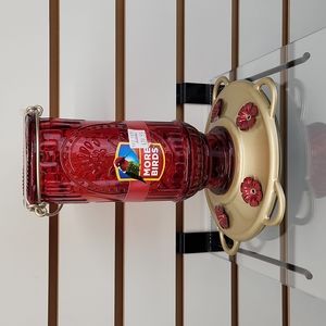 Red Glass Hummingbird Feeder